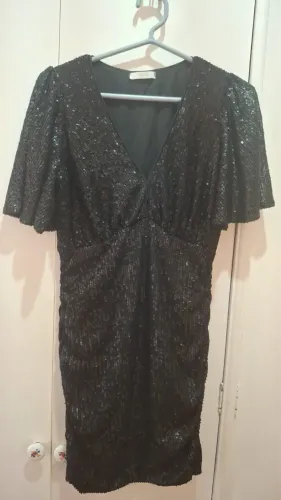 vestido de paetê, aquamar tamanho p