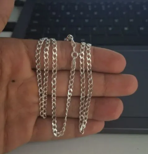 cordão de prata italiana 925 70cm grumet.