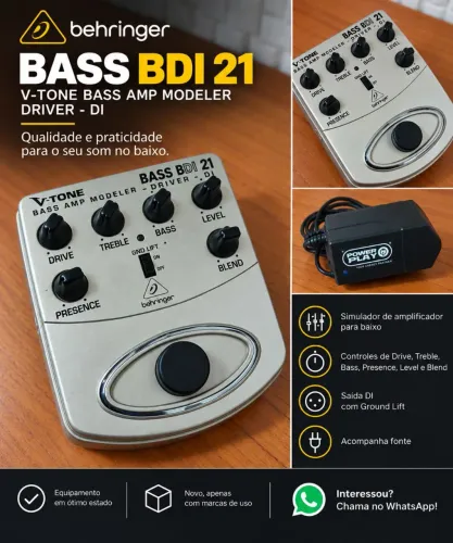 Pedal Pré-Amp Behringer Bass BDI 21 V-Tone + Fonte