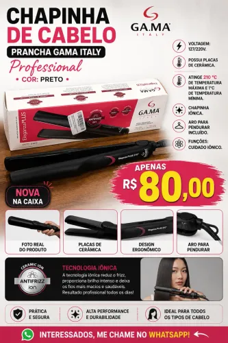 CHAPINHA DE CABELO PRANCHA GAMA ITALY Professional ? COR: PRETO ?