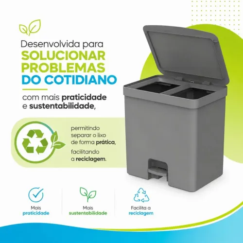 Lixeira OU dupla 20L Nova , sem uso! Ideal para separar o lixo para reciclagem