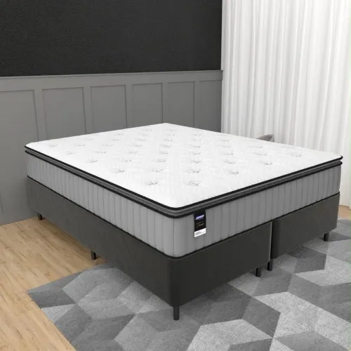 Cama Box Super King Tower HF24 Gazin (Base Bipartida + Colchão Molas Ensacadas) - Entrega