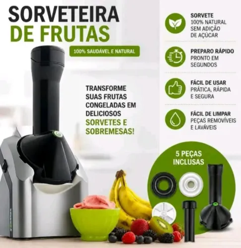 Máquina de fazer sorvete Yonanas. Sorveteira. Sorvete natural. Sorvete vegano
