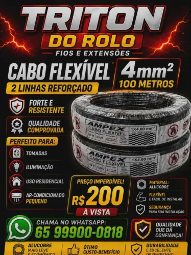 Fio 4 mm Flexível 100 Metros