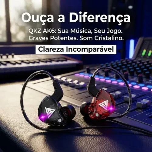 Fone de ouvido com fio QKZ Ak6 com microf. (preto)
