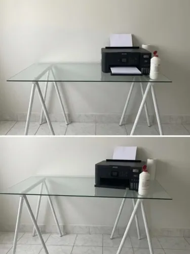 Mesa Escritório Tok&Stok Tampo de Vidro