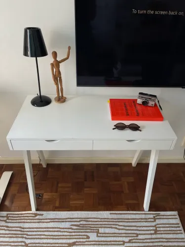 Mesa Escrivaninha da Tok&Stok Branca com 2 Gavetas
