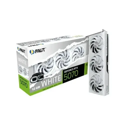 Placa de Video Palit GeForce RTX 5070 WHITE OC 12GB GDDR7 192bit 3-DP e HDMI - NE75070U19K