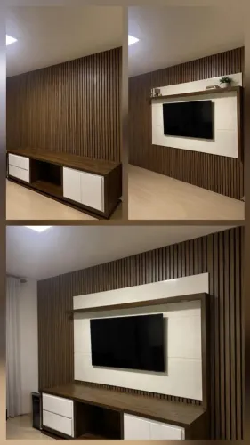 Painel e rack de marcenaria com laca e rodízio. Semi novo por 1.800 retirar em Niterói