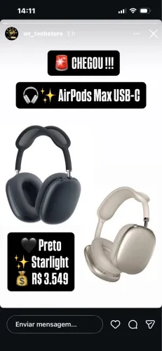 AirPods Max USB-C Preto e Starlight 