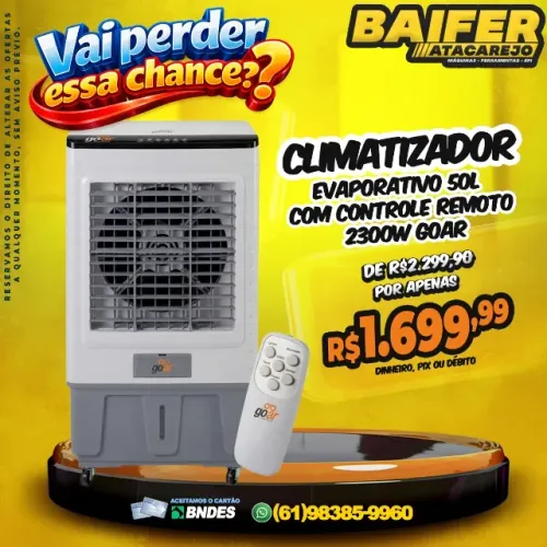 Climatizador Evaporativo 50L Com Controle Remoto 2300w Goar