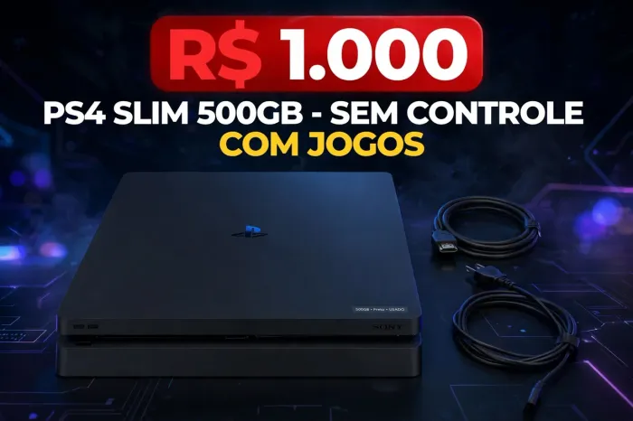 PS4 slim 500GB SEM CONTROLE COM JOGOS - R$ 1000 - Retirada rocinha RJ