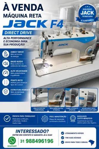Maquinade costura reta industrial jack f4 excelente estado.