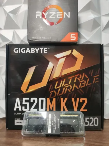 Kit Ryzen AM4 com Placa mãe Gigabyte A520M + 16gb 3200mhz novo lacrado 