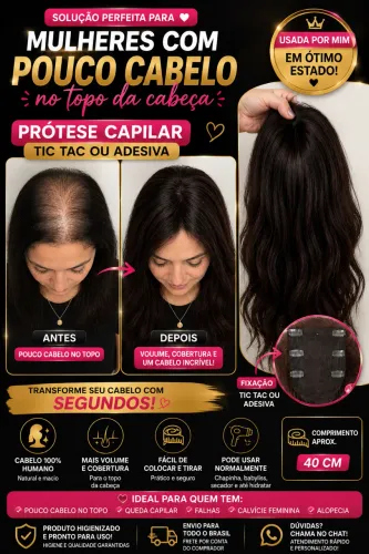 Prótese Capilar Feminina 100% Cabelo Humano | 40cm | 200g
