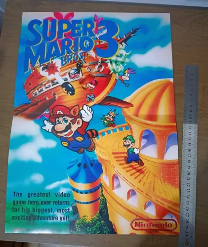 Poster oficial Super Mario 3 revista Club Nintendo (1990) original
