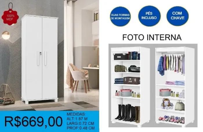 Armario multi uso 100%mdf com muitas repartições - a pronta entrega