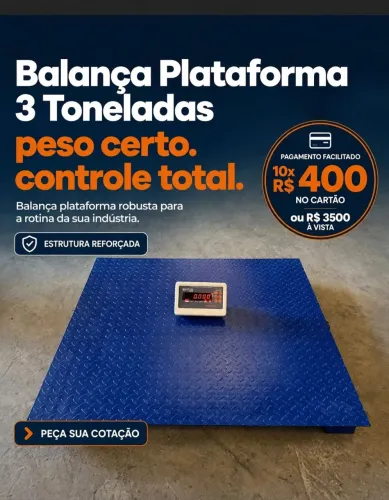 Balança plataforma 3 toneladas 1 X 1 M