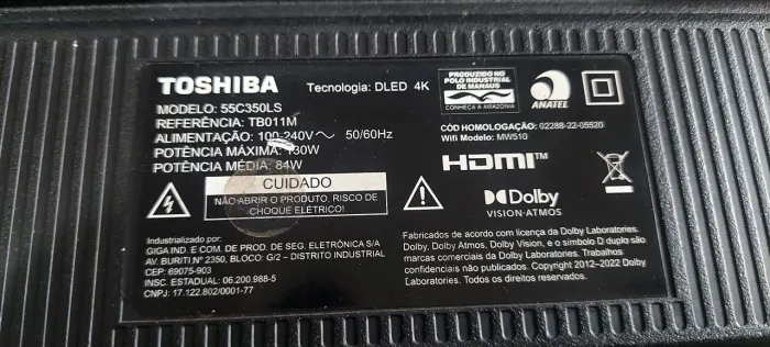 Tv toshiba com tela quebrada mod 55c350ls