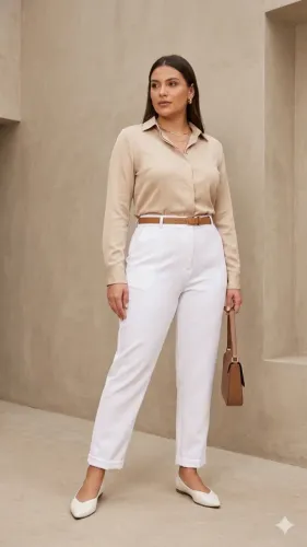 Calça Branca Alfaiataria Reta com Bolso