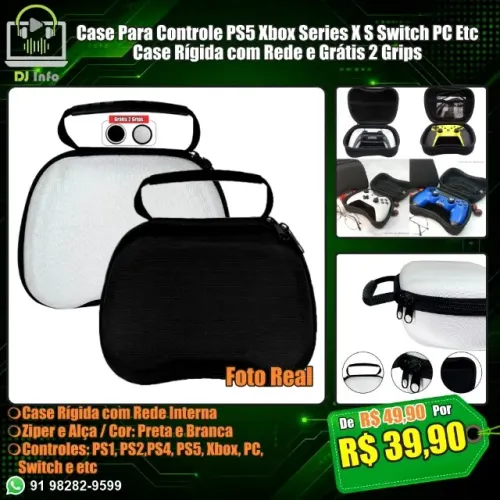 Case Para Controle PS5 Xbox Series X S Switch PC Etc Caase Rígida com Rede e Grátis 2 Grip