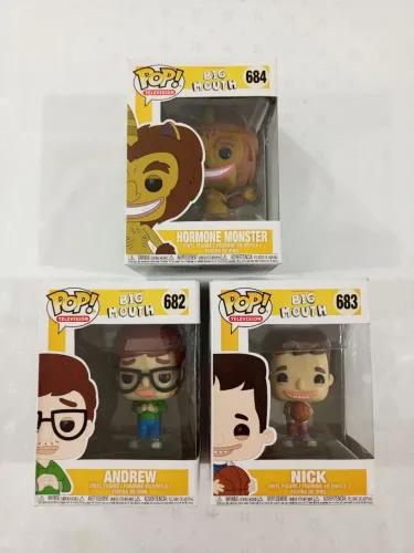 Kit 3 Funko Pop Big Mouth - Hormone Monster, Andrew E Nick (Vaulted) raros