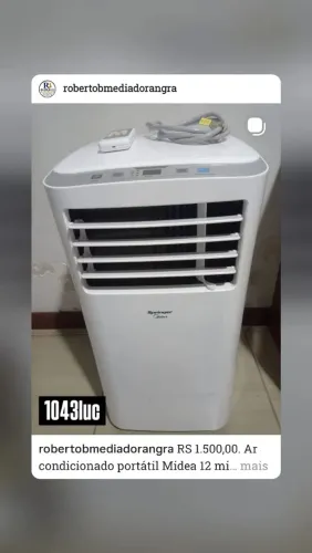 Ar condicionado portátil Midea 12.000 BTUs 127 V com controle remoto