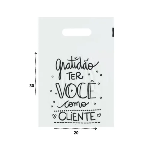 Sacolas Personalizadas Gratidão ao Cliente 30x20 - 50 Unidades