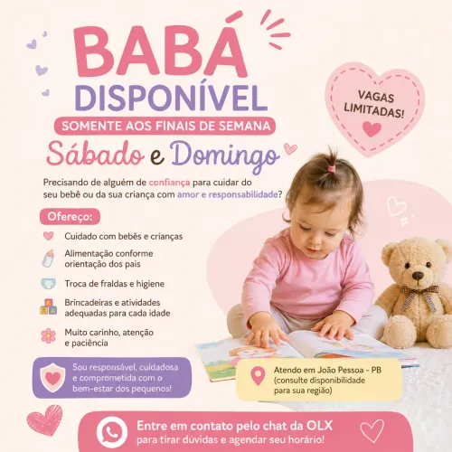 Babá Disponível para Finais de Semanas ?