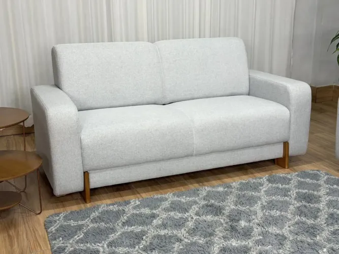 Sofá Fixo 3 Lugares 185cm Linho Cinza