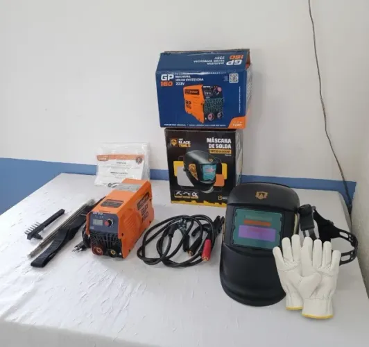Kit de Solda Profissional 160A 220V com Máscara Automática e Luva Novo - Negociável