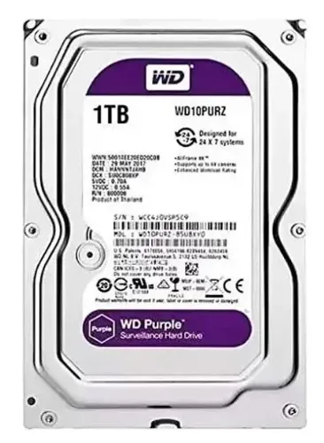 HD Interno WD 1TB Purple - Ideal para Vídeo monitoramento