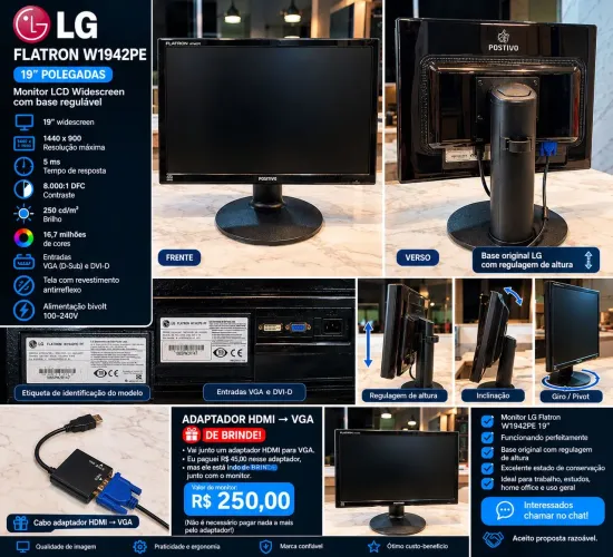 Monitor LG flatron 19 polegadas