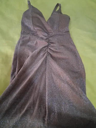 Vestido de Festa Brilhoso Bronze Tam M - Pouco Uso