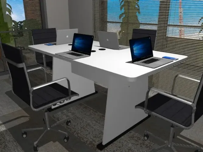Mesa de Reunião Top White: L140cm x P80cm x A74cm. 4 Lugares