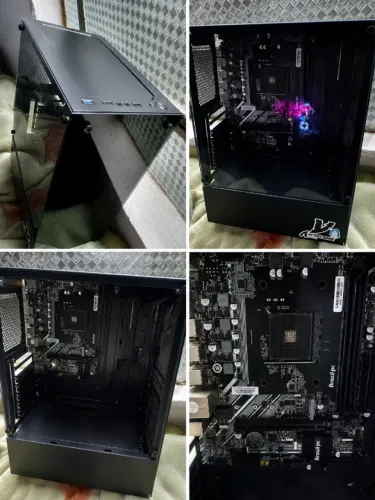 Gabinete completo somente sem fans e placa mae b450m com todos os cabos pv *