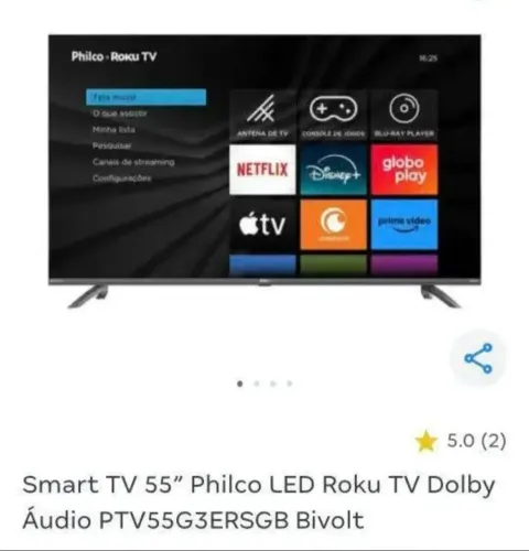 Smart TV 55? Philco LED Roku TV Dolby Áudio