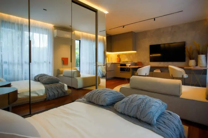 Apartamento Tipo Studio com1 Suíte no Batel com Varanda Gourmet Pronto para Morar - Templ