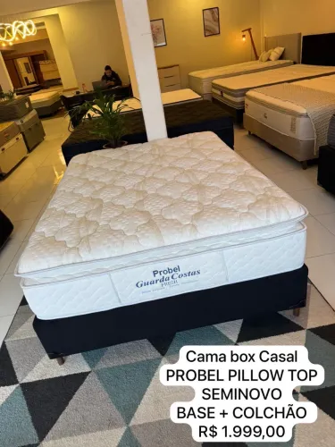 Conjunto Box de Casal PROBEL PILLOW TOP SEMINOVO - ENTREGAMOS