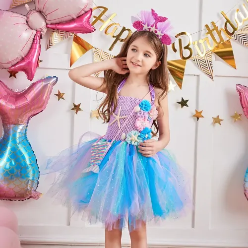 Vestido fantasia Sereia fundo do mar infantil Luxo