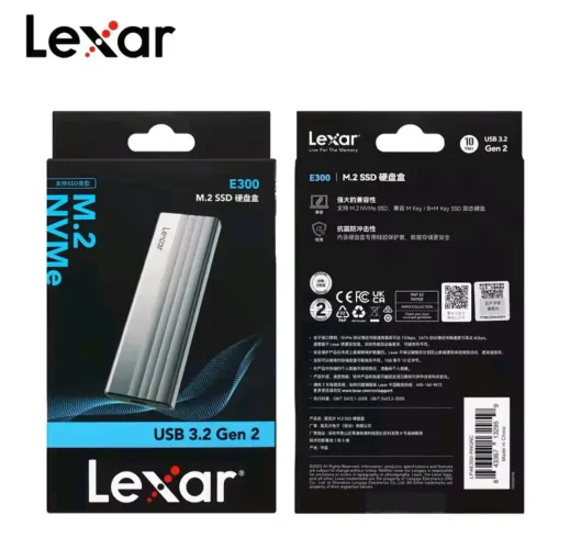 Case nvme lexar e300 alumínio usb 3.2 gen 2 / 10gbps