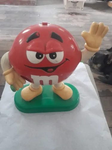Dispenser M&M vermelho, antigo, 23cm