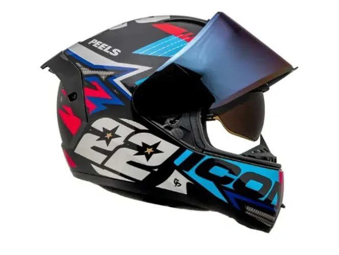 Capacete Peels Icon Pro Rt Preto Azul Premium
