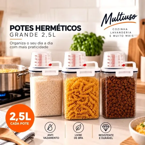 Pote Hermético 2,5L com tampa