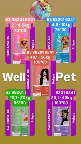 WellPet/PROTEÇÃO GARANTIDA ATÉ 45DIAS/ Carrapatos e Pulgas 