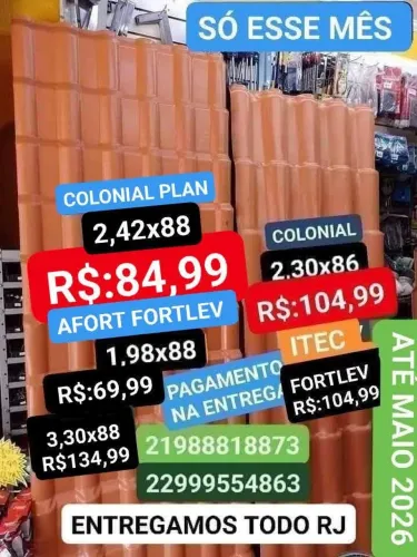 Telhas PVC AFORT FORTLEV ENTREGAMOS TODO RJ paguem na entrega 