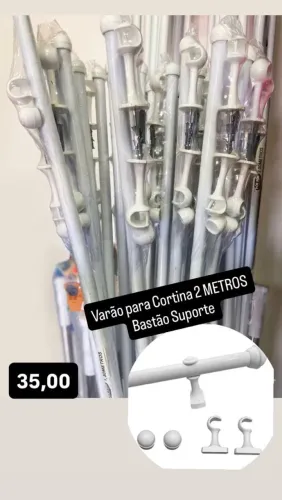 Varão para Cortina 2 METROS Bastão Suporte