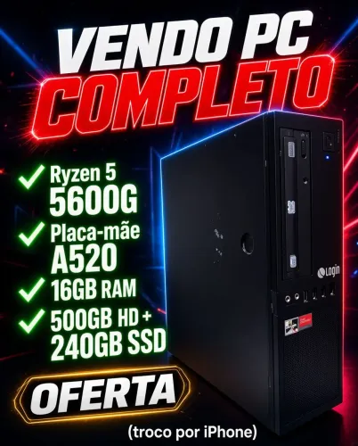 ? VENDO PC Ryzen 5 5600G | 16GB RAM + SSD + HD | Troco por iPhone