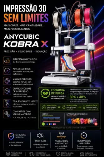 Anycubic Kobra X Multicolor | Impressora 3D Alta Velocidade