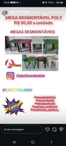 Mesa de plástico desmontável 